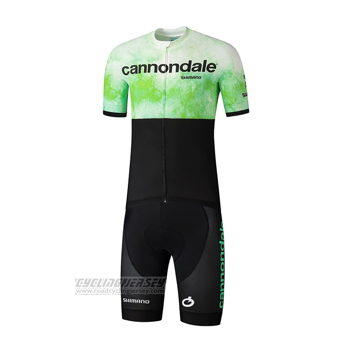 2021 Cycling Jersey Cannondale Black Green Short Sleeve and Bib Short